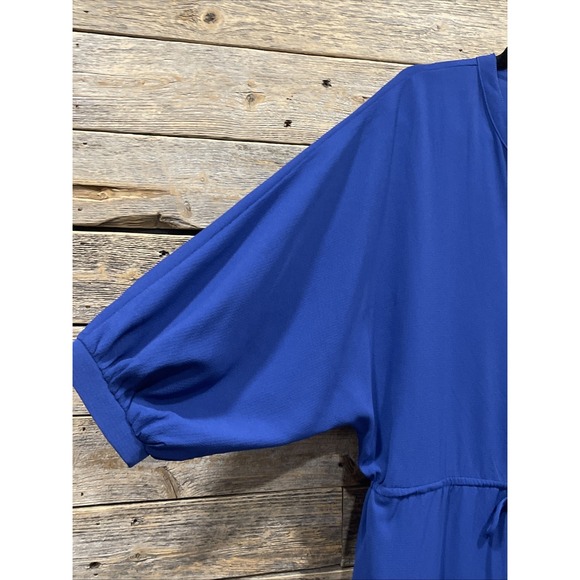 NWT‎ She + Sky Women's Blue A Line Dress Front Tie Size Medium Ruffles V Neck - Picture 5 of 10